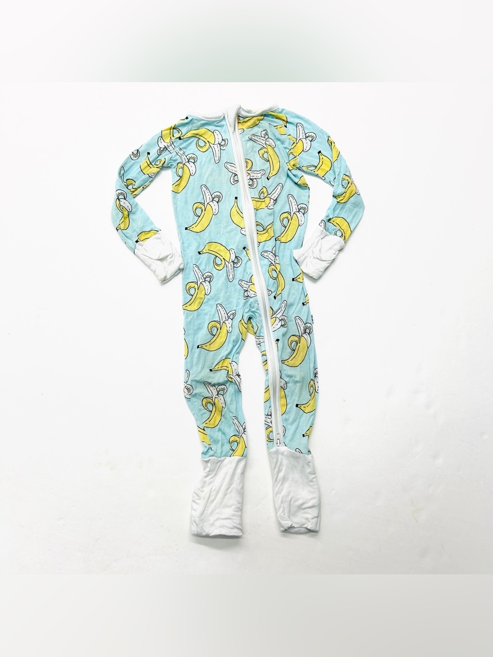 Little Sleepies Bamboo Blue OG Banana Print Footie One-Piece Zippy